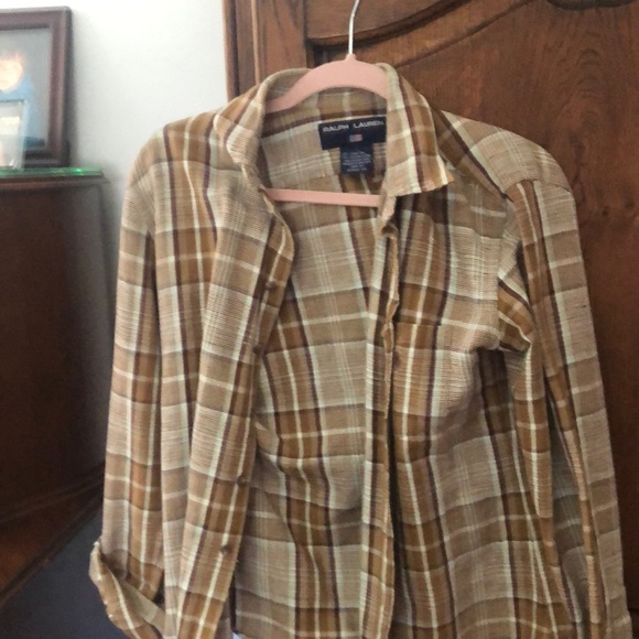 Ralph Lauren Long sleeve linen plaid shirt - Picture 1 of 3